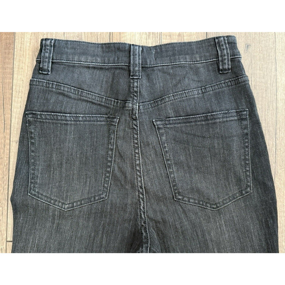 We The Free Free Bell Bottom Button Front Frayed Hem Black Denim Jeans Size 26 - Picture 8 of 16